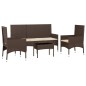 vidaXL Set muebles de jardín 4 piezas y cojines ratán sintético marrón vidaXL Set muebles de jardín 4 piezas y cojines ratán sintético marrón