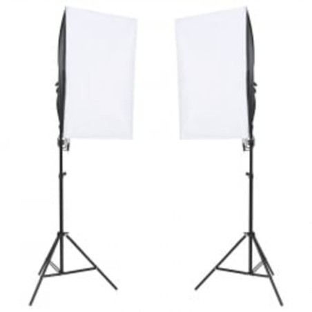 vidaXL Kit de estudio fotográfico con set de luces, fondo y reflector