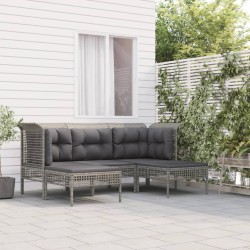 vidaXL Set de muebles de jardín 5 pzas y cojines ratán sintético gris
