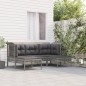 vidaXL Set de muebles de jardín 5 pzas y cojines ratán sintético gris vidaXL Set de muebles de jardín 5 pzas y cojines ratán sintético gris