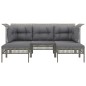 vidaXL Set de muebles de jardín 5 pzas y cojines ratán sintético gris vidaXL Set de muebles de jardín 5 pzas y cojines ratán sintético gris