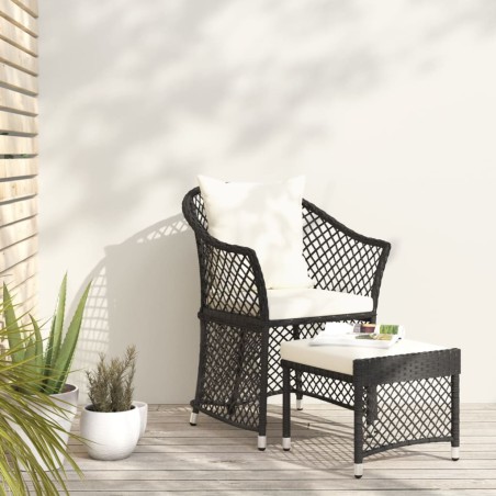 vidaXL Set de muebles de jardín 2 pzas y cojines ratán sintético negro