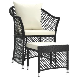 vidaXL Set de muebles de jardín 2 pzas y cojines ratán sintético negro