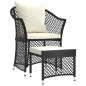vidaXL Set de muebles de jardín 2 pzas y cojines ratán sintético negro vidaXL Set de muebles de jardín 2 pzas y cojines ratán sintético negro