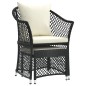 vidaXL Set de muebles de jardín 2 pzas y cojines ratán sintético negro vidaXL Set de muebles de jardín 2 pzas y cojines ratán sintético negro