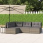 vidaXL Set de muebles de jardín 4 pzas y cojines ratán sintético gris