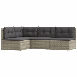vidaXL Set de muebles de jardín 4 pzas y cojines ratán sintético gris