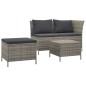vidaXL Set de muebles de jardín 3 pzas y cojines ratán sintético gris