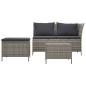 vidaXL Set de muebles de jardín 3 pzas y cojines ratán sintético gris