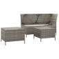 vidaXL Set de muebles de jardín 3 pzas y cojines ratán sintético gris
