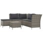 vidaXL Set de muebles de jardín 4 pzas y cojines ratán sintético gris vidaXL Set de muebles de jardín 4 pzas y cojines ratán sintético gris