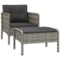 vidaXL Set de muebles de jardín 2 pzas cojines ratán sintético gris vidaXL Set de muebles de jardín 2 pzas cojines ratán sintético gris