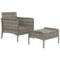 vidaXL Set de muebles de jardín 2 pzas cojines ratán sintético gris vidaXL Set de muebles de jardín 2 pzas cojines ratán sintético gris