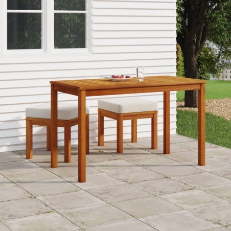 vidaXL Set de comedor para jardín 3 piezas con cojines madera acacia