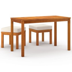 vidaXL Set de comedor para jardín 3 piezas con cojines madera acacia