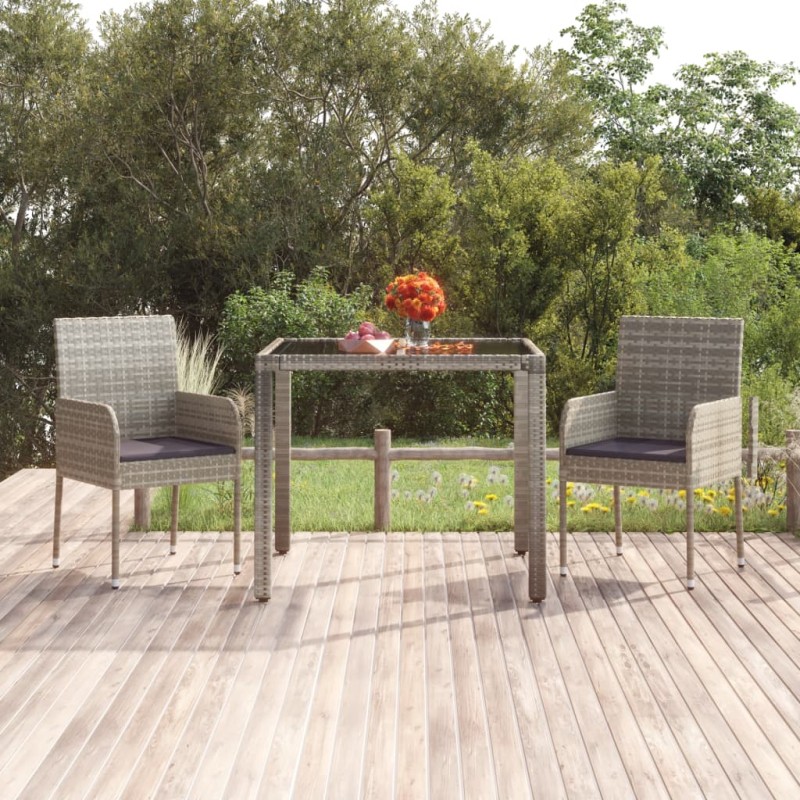vidaXL Sillas de jardín con cojines 2 unidades ratán sintético gris vidaXL Sillas de jardín con cojines 2 unidades ratán sintético gris