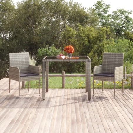 vidaXL Sillas de jardín con cojines 2 unidades ratán sintético gris
