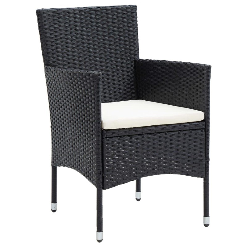 vidaXL Juego muebles jardín 5 pzas con cojines ratán sintético negro vidaXL Juego muebles jardín 5 pzas con cojines ratán sintético negro