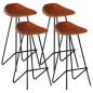 vidaXL Taburetes de barra de cocina 4 unidades cuero auténtico marrón vidaXL Taburetes de barra de cocina 4 unidades cuero auténtico marrón