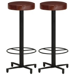 vidaXL Taburetes de barra de cocina 2 unidades cuero auténtico 76 cm