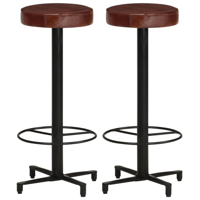 vidaXL Taburetes de barra de cocina 2 unidades cuero auténtico 76 cm vidaXL Taburetes de barra de cocina 2 unidades cuero auténtico 76 cm