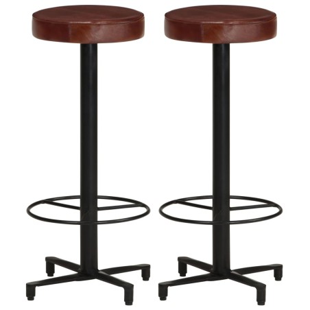 vidaXL Taburetes de barra de cocina 2 unidades cuero auténtico 76 cm