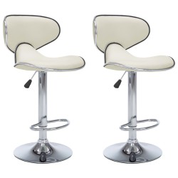 vidaXL Taburetes de cocina 2 unidades cuero sintético color crema