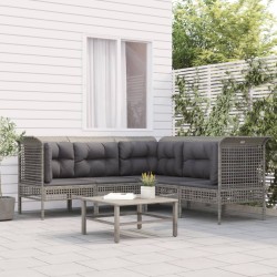 vidaXL Set de muebles de jardín 5 pzas y cojines ratán sintético gris