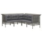 vidaXL Set de muebles de jardín 5 pzas y cojines ratán sintético gris vidaXL Set de muebles de jardín 5 pzas y cojines ratán sintético gris