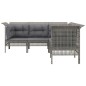 vidaXL Set de muebles de jardín 5 pzas y cojines ratán sintético gris vidaXL Set de muebles de jardín 5 pzas y cojines ratán sintético gris