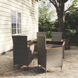 vidaXL Set de comedor de jardín 5 pzas y cojines ratán sintético gris