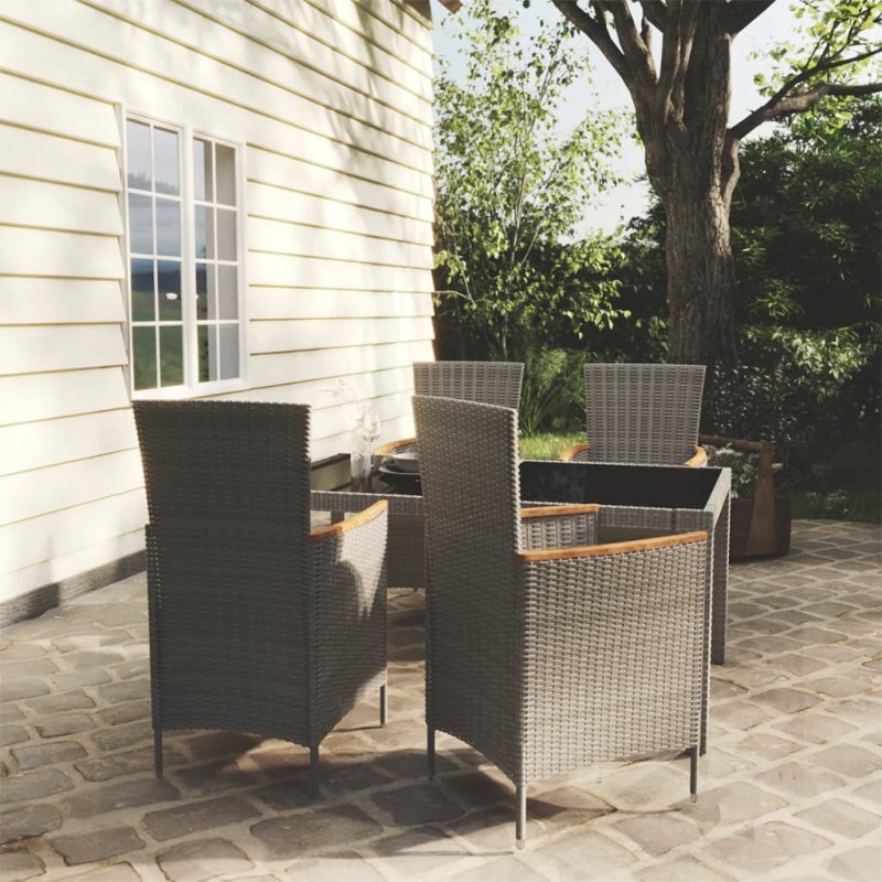 vidaXL Set de comedor de jardín 5 pzas y cojines ratán sintético gris vidaXL Set de comedor de jardín 5 pzas y cojines ratán sintético gris