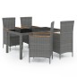 vidaXL Set de comedor de jardín 5 pzas y cojines ratán sintético gris vidaXL Set de comedor de jardín 5 pzas y cojines ratán sintético gris