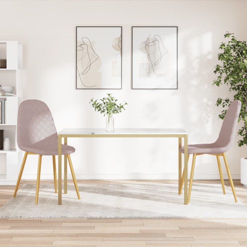 vidaXL Sillas de comedor 2 unidades terciopelo rosa vidaXL Sillas de comedor 2 unidades terciopelo rosa
