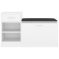 vidaXL Banco zapatero de madera contrachapada blanco 94,5x31x57 cm vidaXL Banco zapatero de madera contrachapada blanco 94,5x31x57 cm