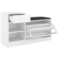 vidaXL Banco zapatero de madera contrachapada blanco 94,5x31x57 cm vidaXL Banco zapatero de madera contrachapada blanco 94,5x31x57 cm