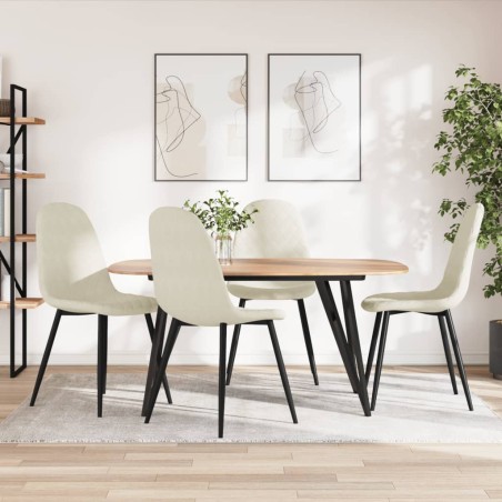 vidaXL Sillas de comedor 4 unidades terciopelo blanco crema