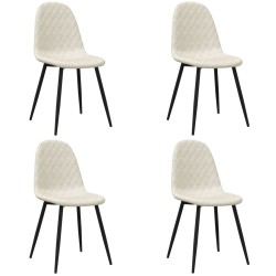 vidaXL Sillas de comedor 4 unidades terciopelo blanco crema