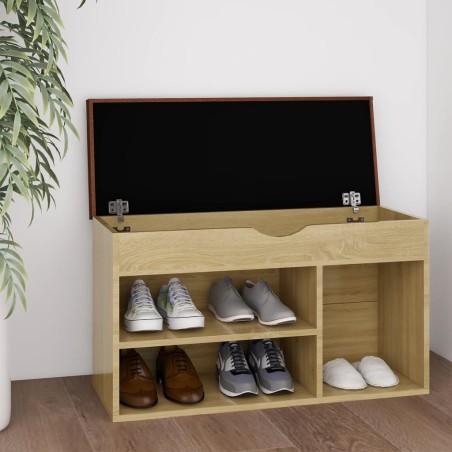 vidaXL Banco zapatero con cojín madera ingeniería sonoma 80x30x47 cm