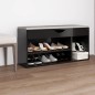 vividaXL Banco zapatero con cojín madera ingeniería negro brillo