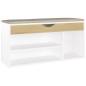 vidaXL Banco zapatero con cojín madera ingeniería blanco/roble sonoma vidaXL Banco zapatero con cojín madera ingeniería blanco/roble sonoma