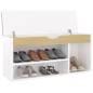 vidaXL Banco zapatero con cojín madera ingeniería blanco/roble sonoma vidaXL Banco zapatero con cojín madera ingeniería blanco/roble sonoma