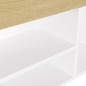 vidaXL Banco zapatero con cojín madera ingeniería blanco/roble sonoma vidaXL Banco zapatero con cojín madera ingeniería blanco/roble sonoma