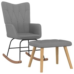 vidaXL Silla mecedora con reposapiés tela gris oscuro