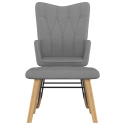 vidaXL Silla mecedora con reposapiés tela gris oscuro