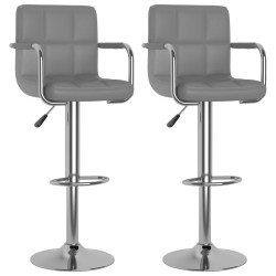 vidaXL Taburetes de cocina 2 unidades cuero sintético gris