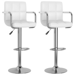 vidaXL Taburetes de cocina 2 unidades cuero sintético blanco