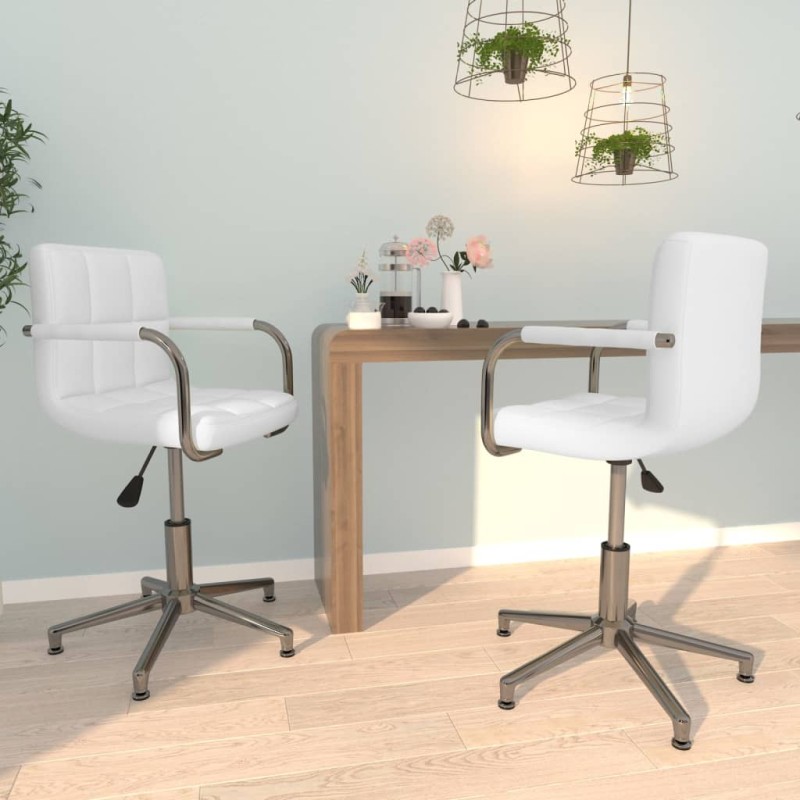 vidaXL Sillas de comedor giratorias 2 unidades cuero sintético blanco vidaXL Sillas de comedor giratorias 2 unidades cuero sintético blanco