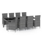 vidaXL Set de comedor de jardín 9 pzas y cojines ratán sintético gris vidaXL Set de comedor de jardín 9 pzas y cojines ratán sintético gris