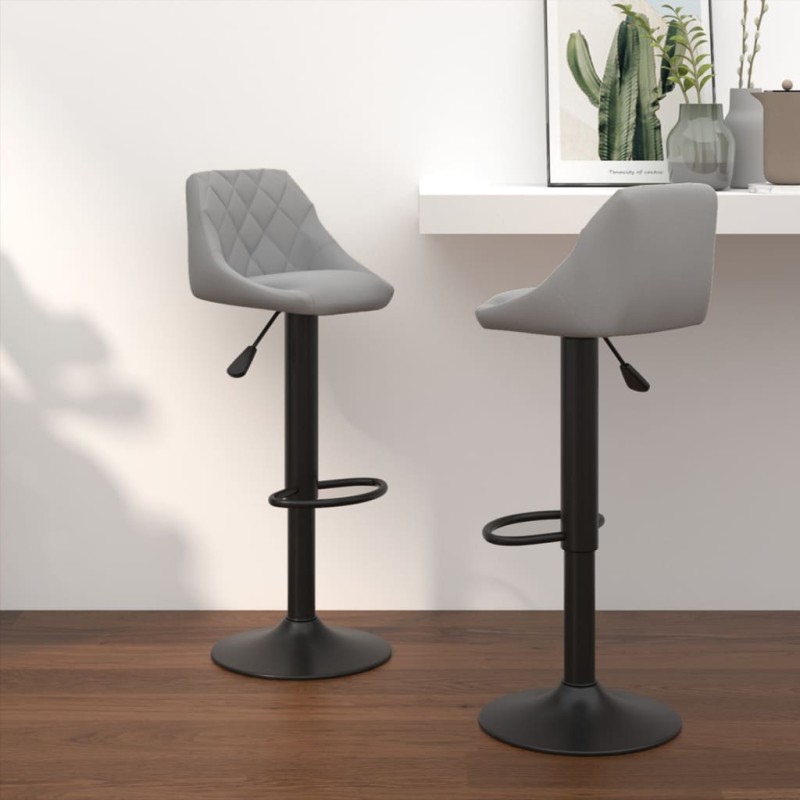 vidaXL Taburetes de cocina 2 unidades terciopelo gris claro vidaXL Taburetes de cocina 2 unidades terciopelo gris claro
